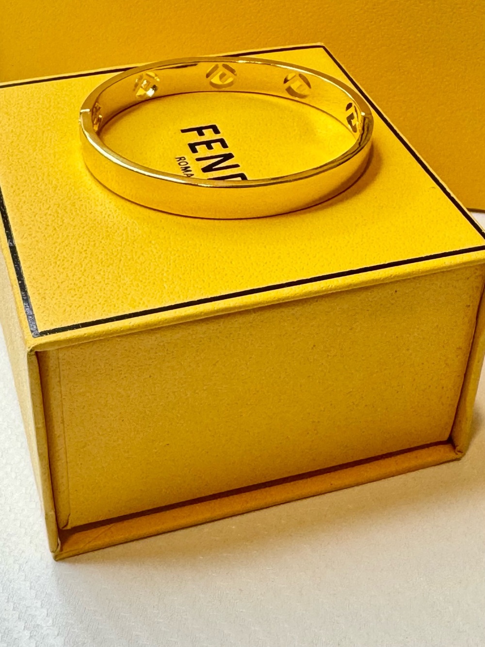 Fendi Gold-Tone Logo Sparkle Bangle Bracelet - Picture 5 of 5